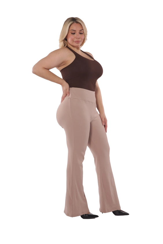 Polard style pants with flared cut (latte)