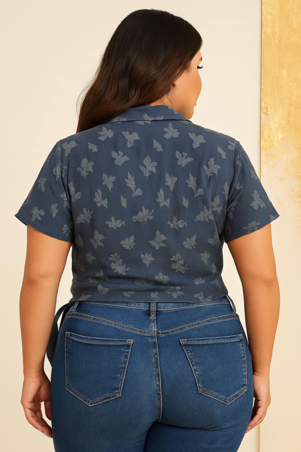 Top cache-coeur à nouer (Indigo)