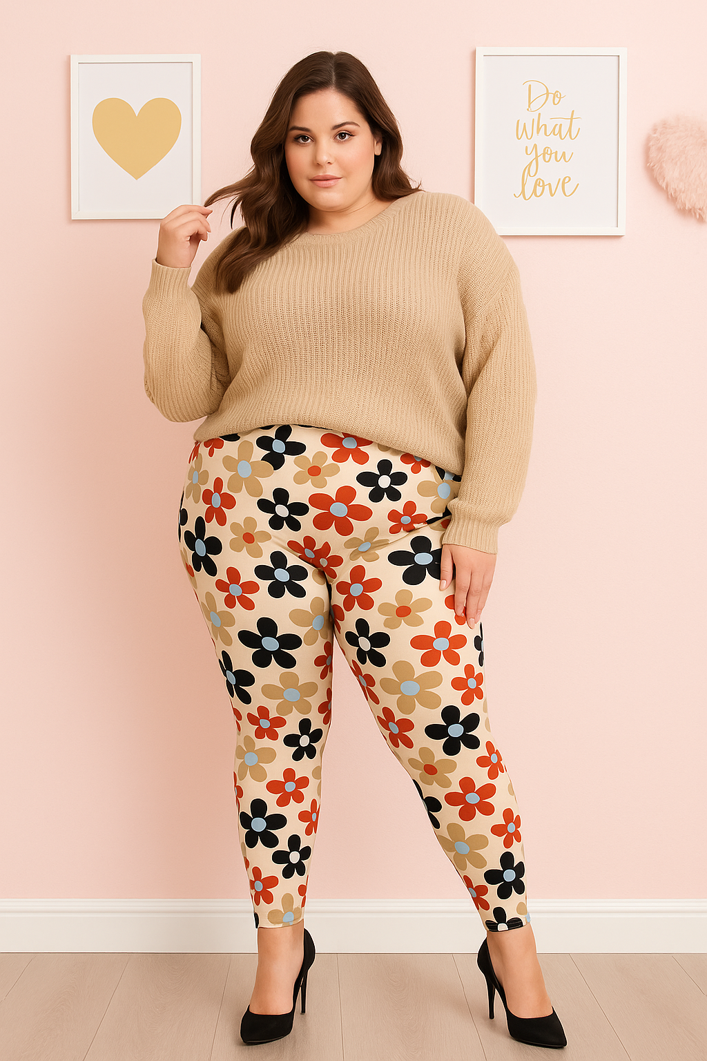 Legging à motifs fleuri années 70's