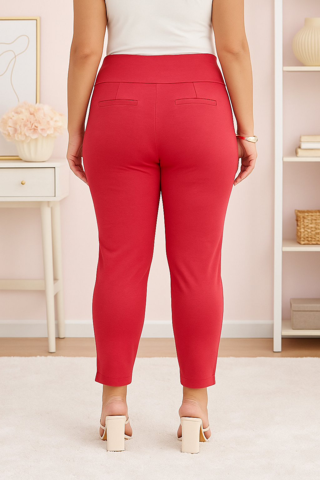 (26po) - Pantalon propre polyvalent taille haute - Dragon fruit