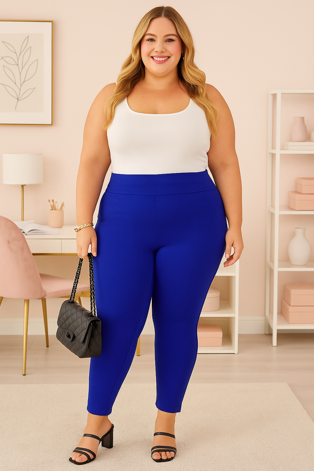(28po) - Pantalon propre polyvalent taille haute - Bleu royal