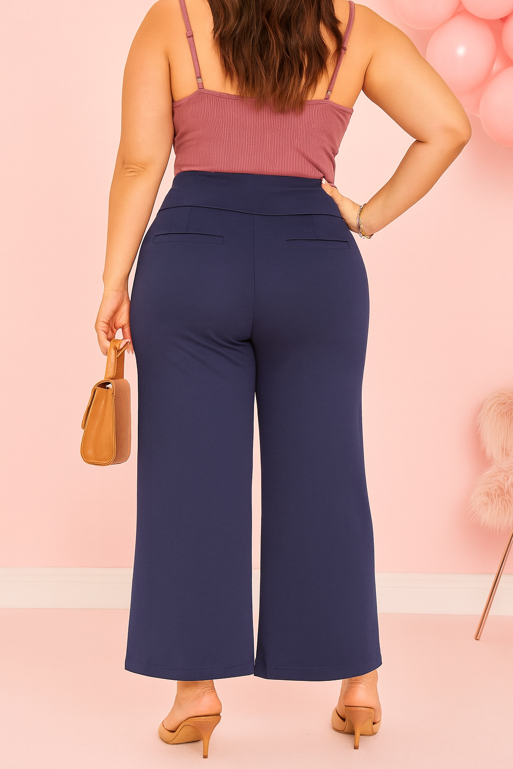 (31 po) - Pantalon propre à jambe large marine