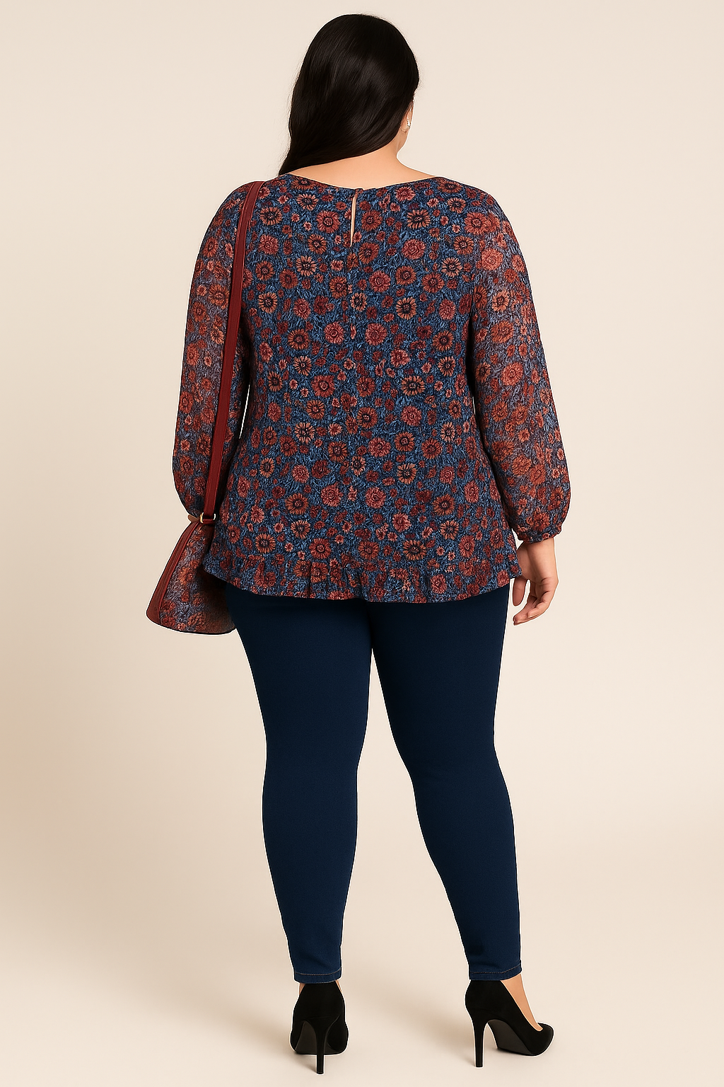 Blouse fleurie en mousseline doublée - coupe ample