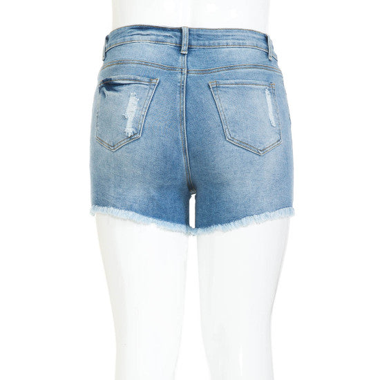 Short effiloché vintage - Bleu pâle