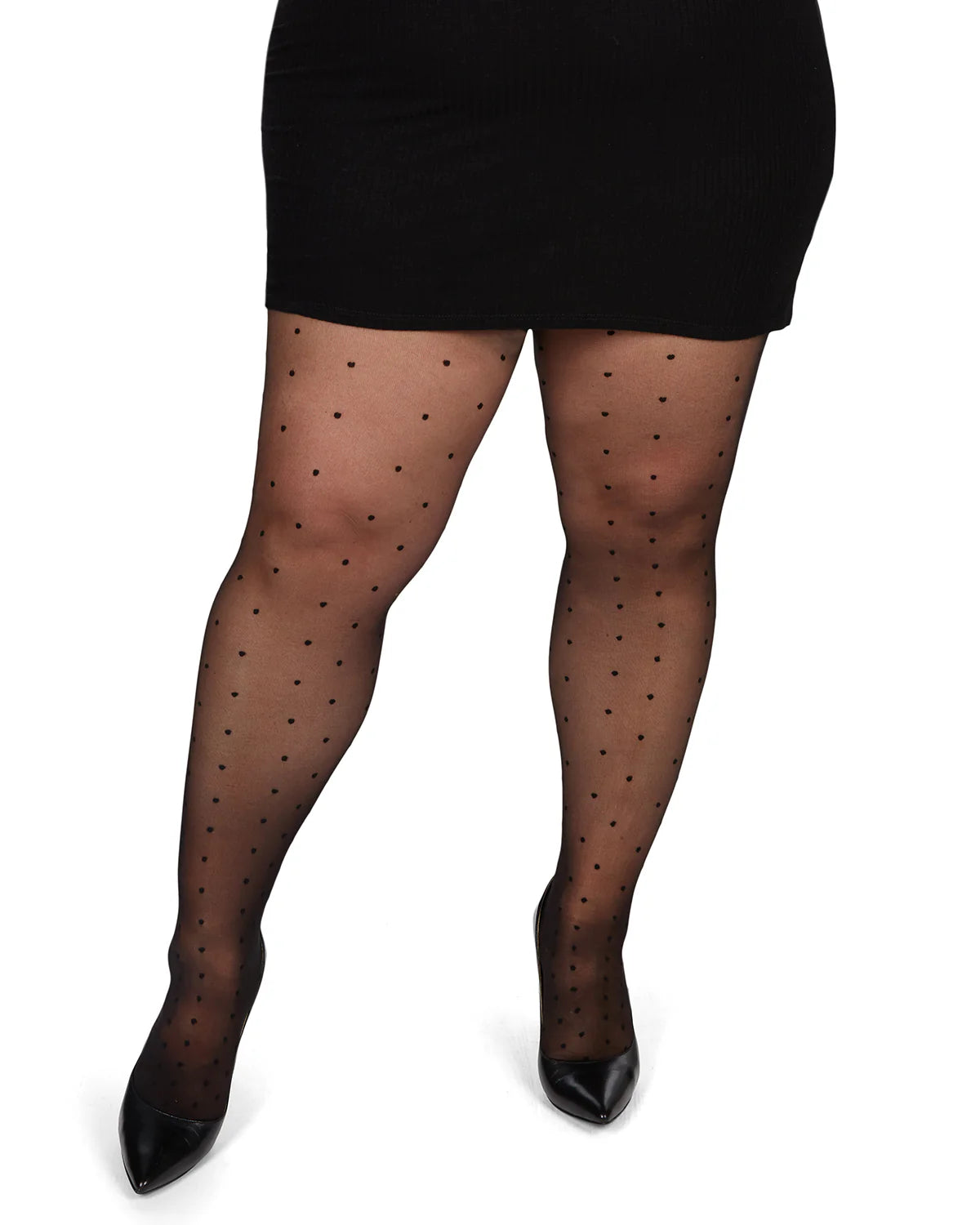 Polka dots nylon stockings (black)