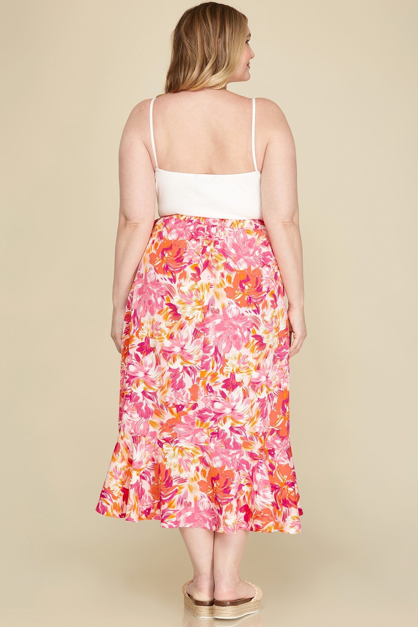 TAILLE HAUTE - Jupe porte-feuille florale