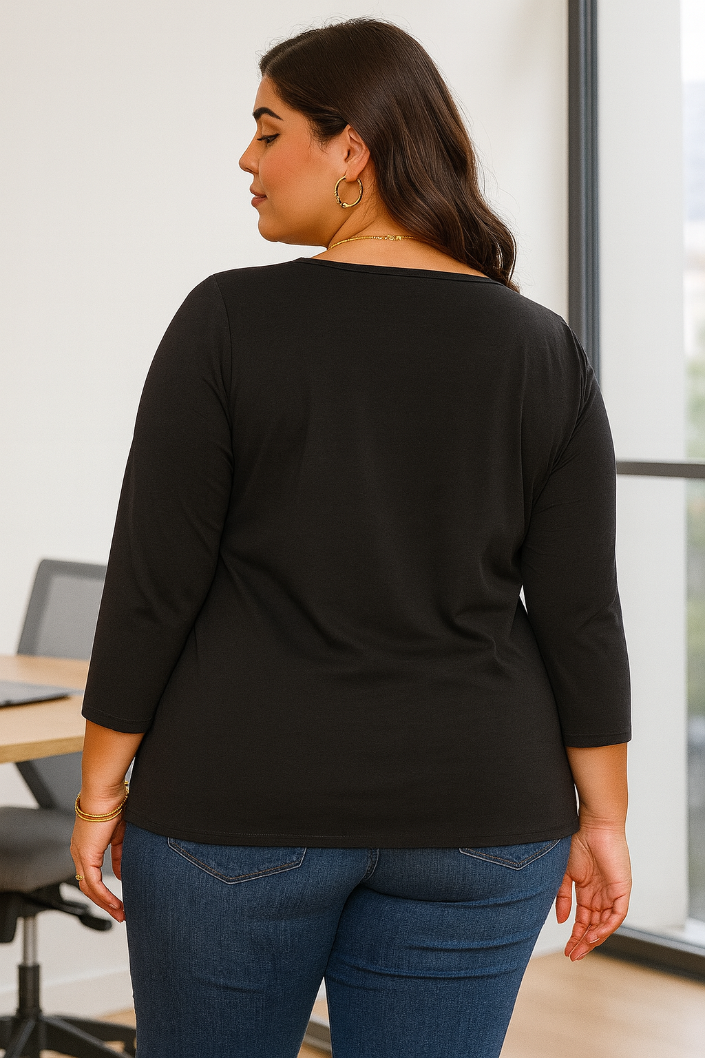Wrinkle resistant classic top - black