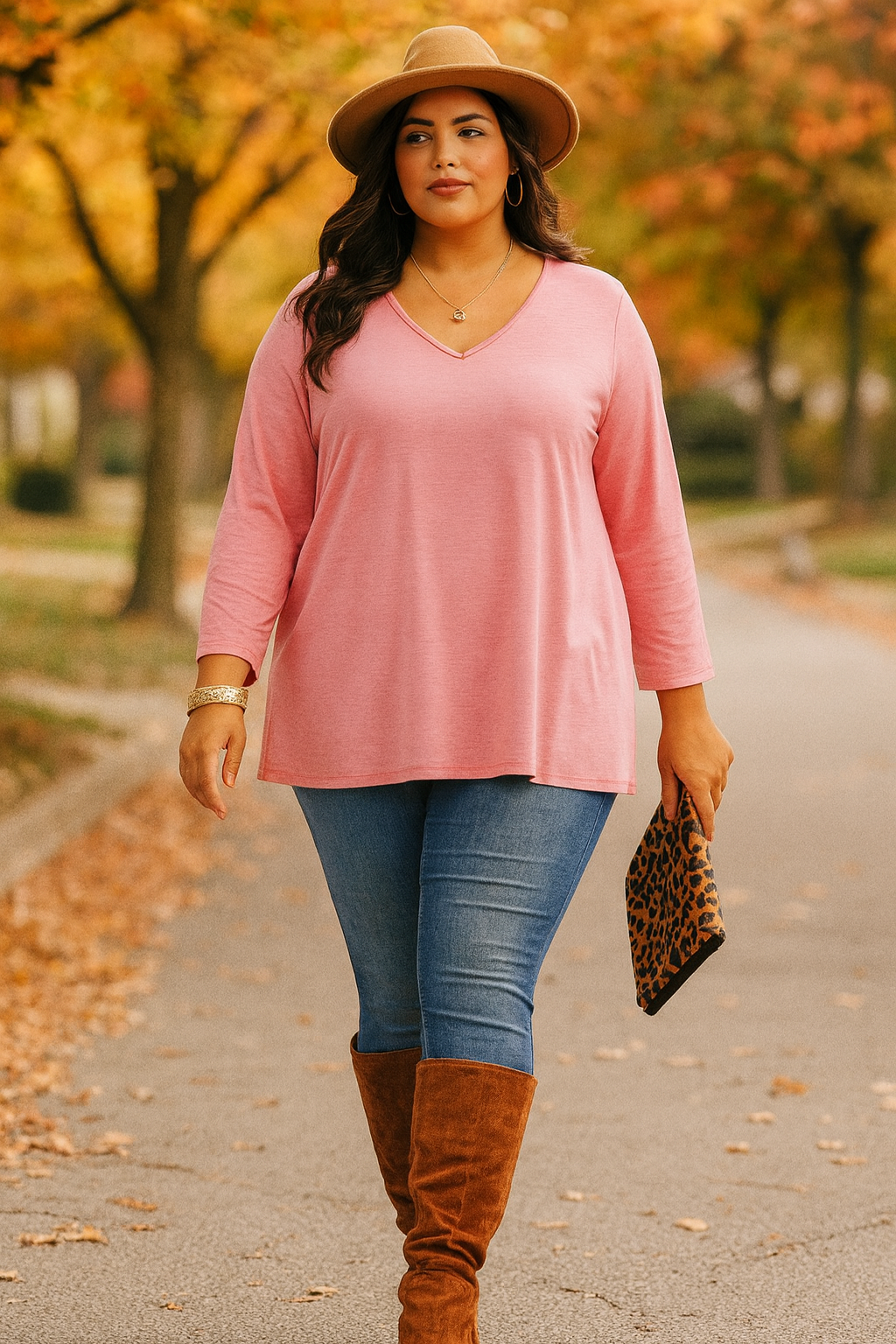 Haut classique infroissable - Rose pâle - 100% extensible