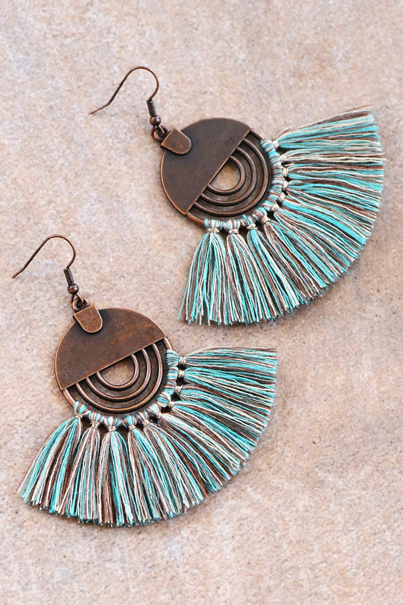 Boucles d'oreilles boho chic (bleu)