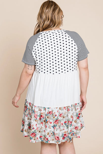 Robe babydoll – Pois & Fleurs ivoire