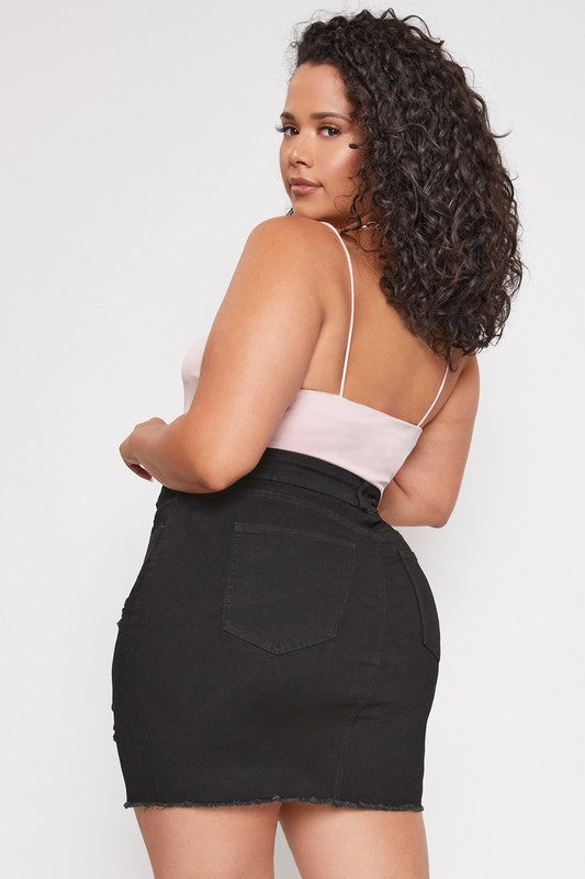 Extensible Used Denim (Black) Skirt