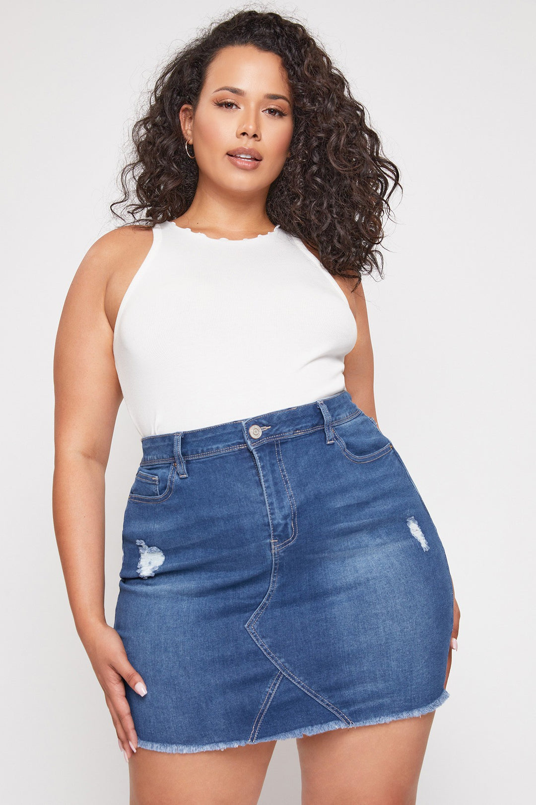Jupe jean extensible - Bleu moyen
