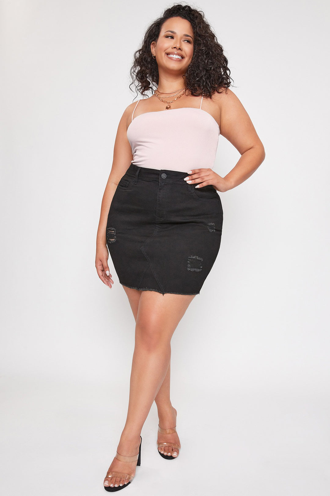 Extensible Used Denim (Black) Skirt