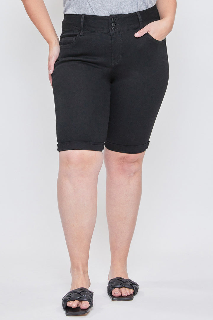 Bermuda high black waist with 3 buttons (14W-24W)