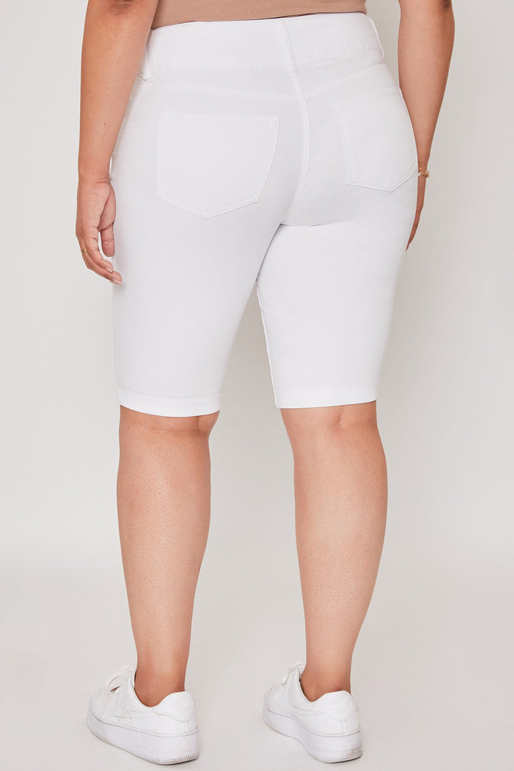 Bermuda taille haute - Blanc à effet usé