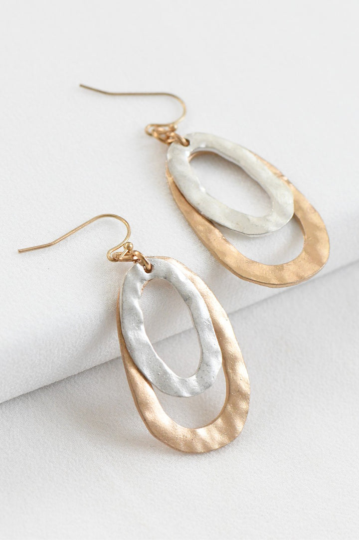 Boucles d’oreilles ovales deux tons