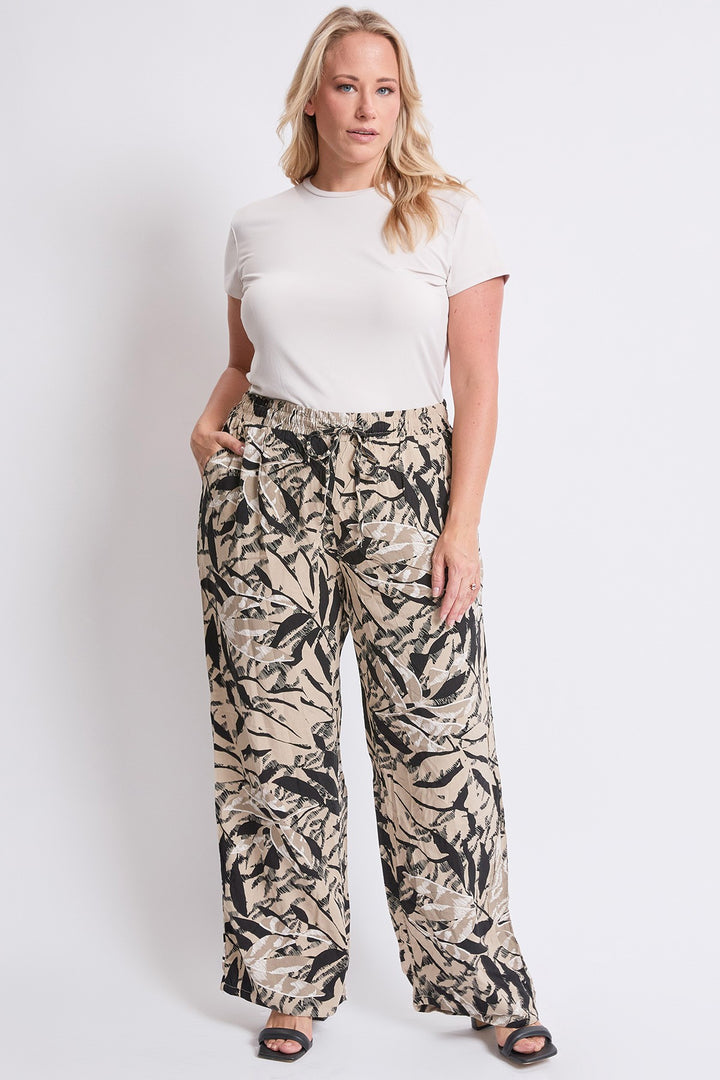 Pantalon palazzo à feuillage