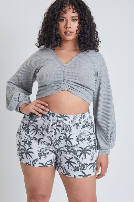 Short en lin - motif palmier