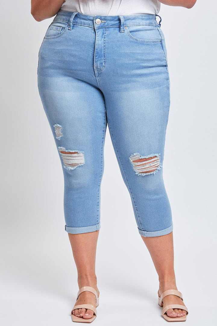 Capri taille haute - Bleu pâle à effet usé