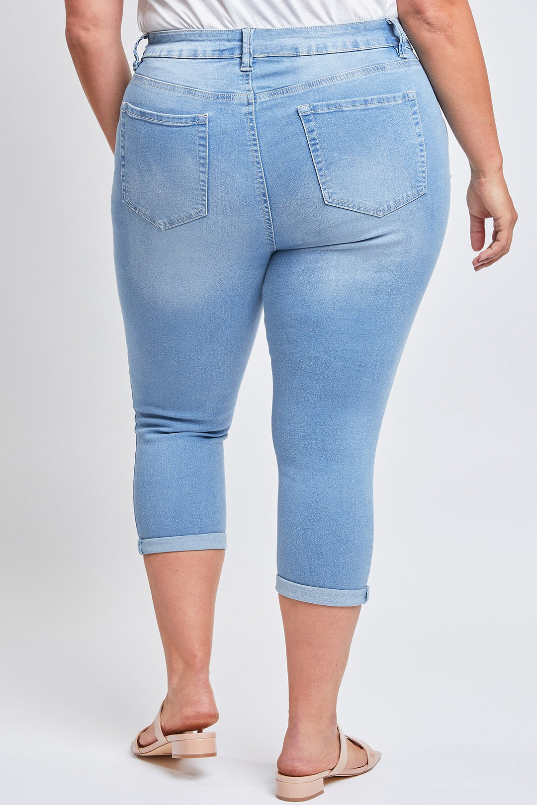 Capri taille haute - Bleu pâle à effet usé