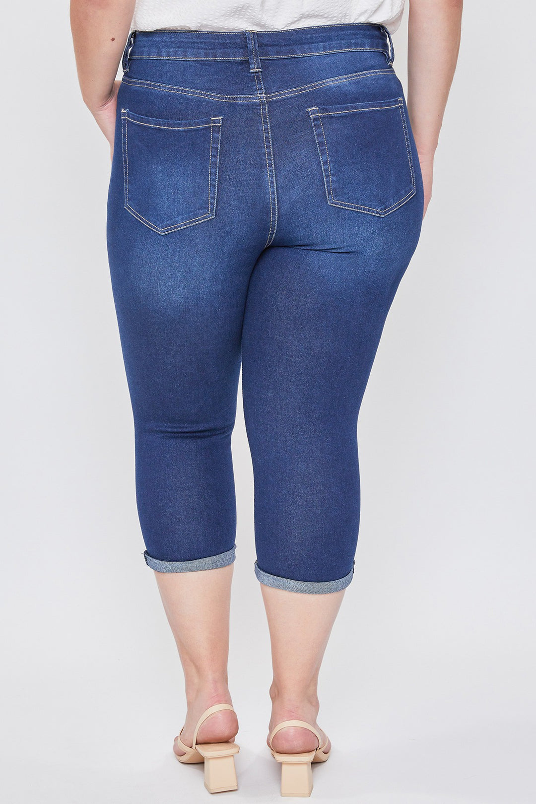 Capri taille haute - Bleu foncé à effet usé