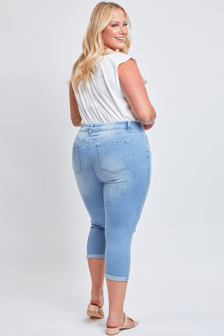 Capri taille haute - Bleu pâle à effet usé