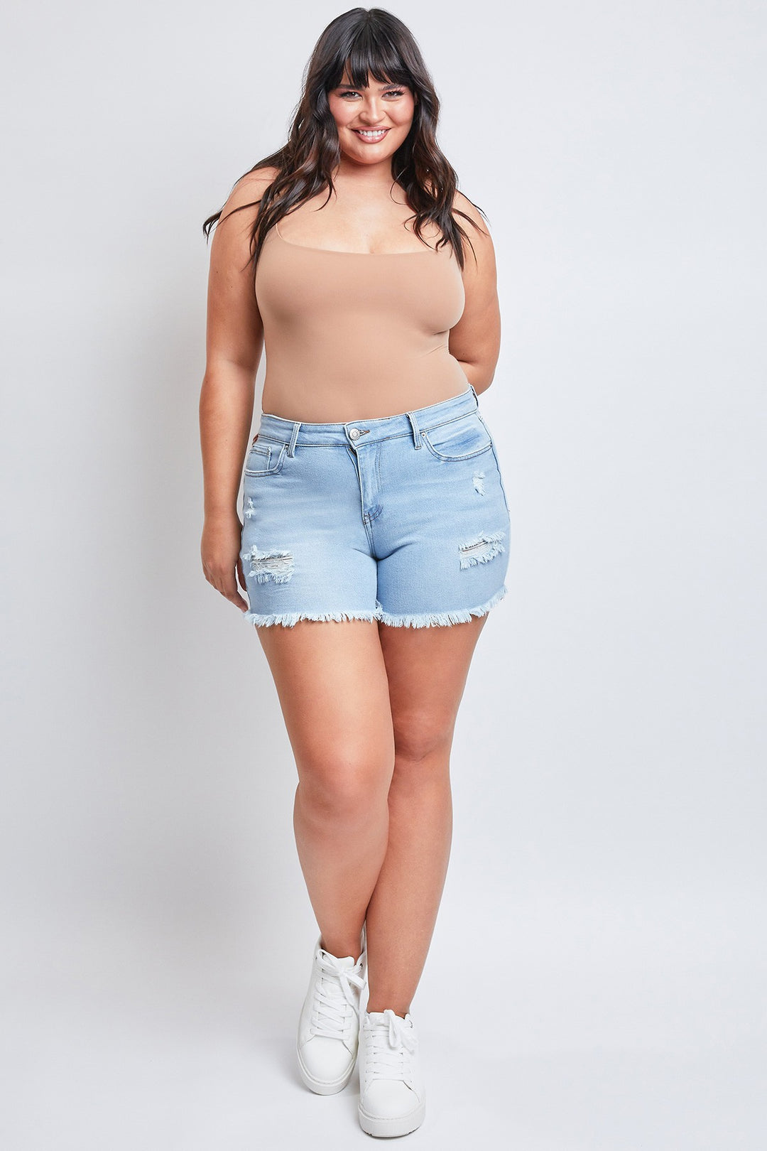 Short en jean effiloché (bleu pâle)