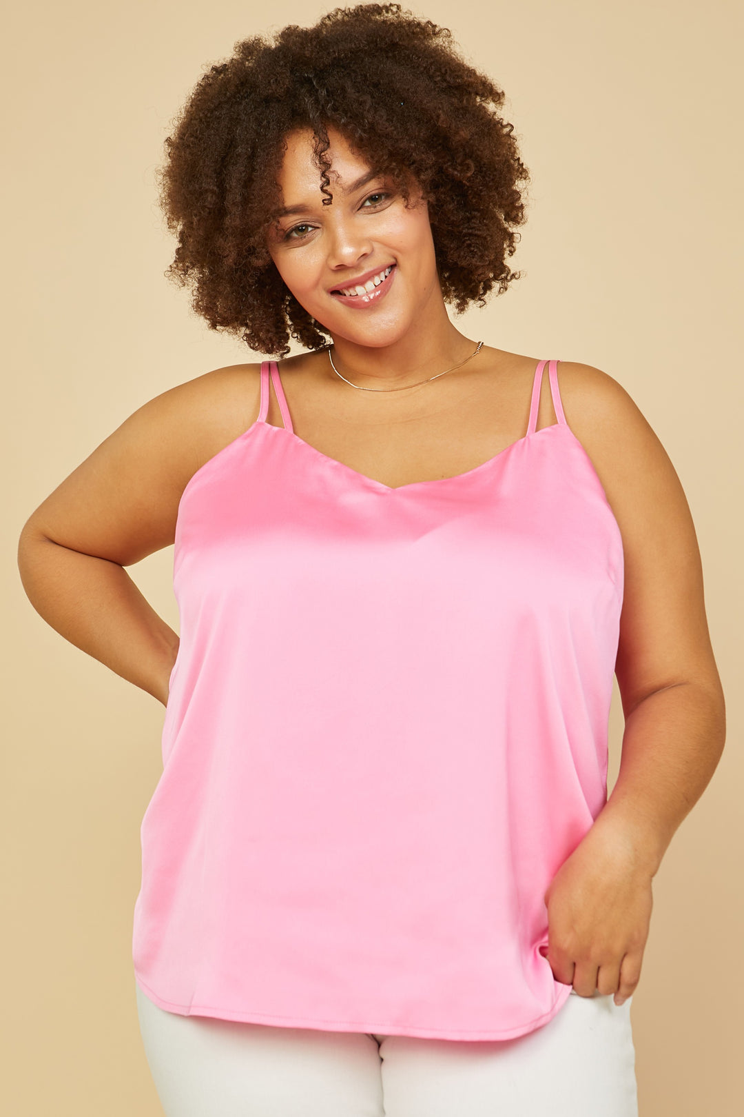Camisole satinée rose ballerine