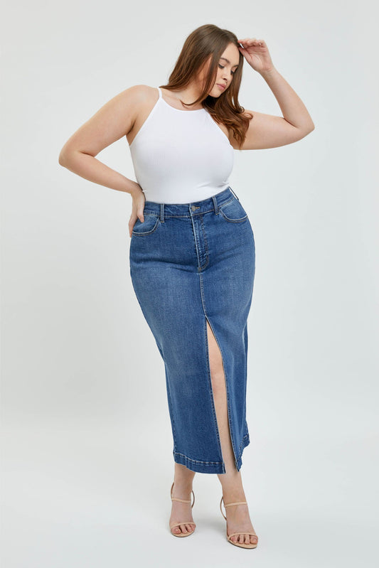 Standard denim skirt with front slit