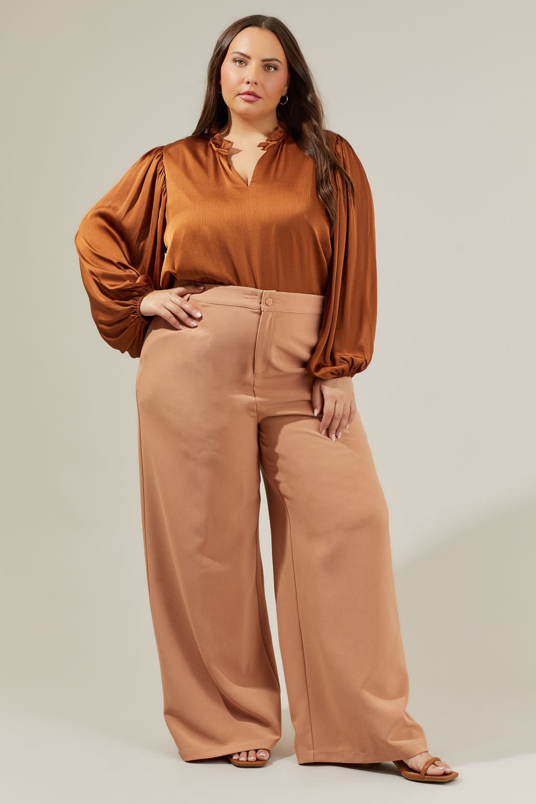 La blouse satinée chocolat