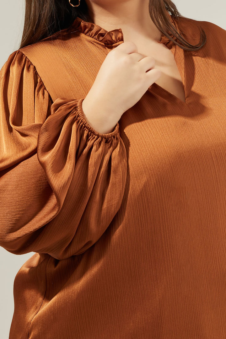La blouse satinée chocolat