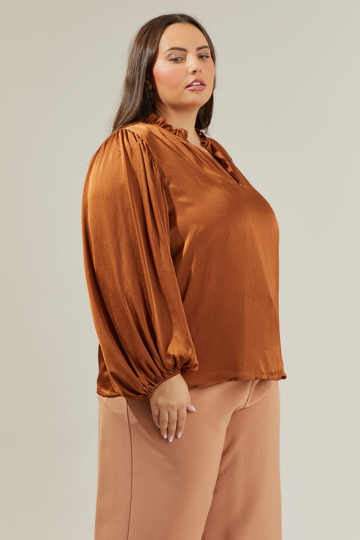 La blouse satinée chocolat