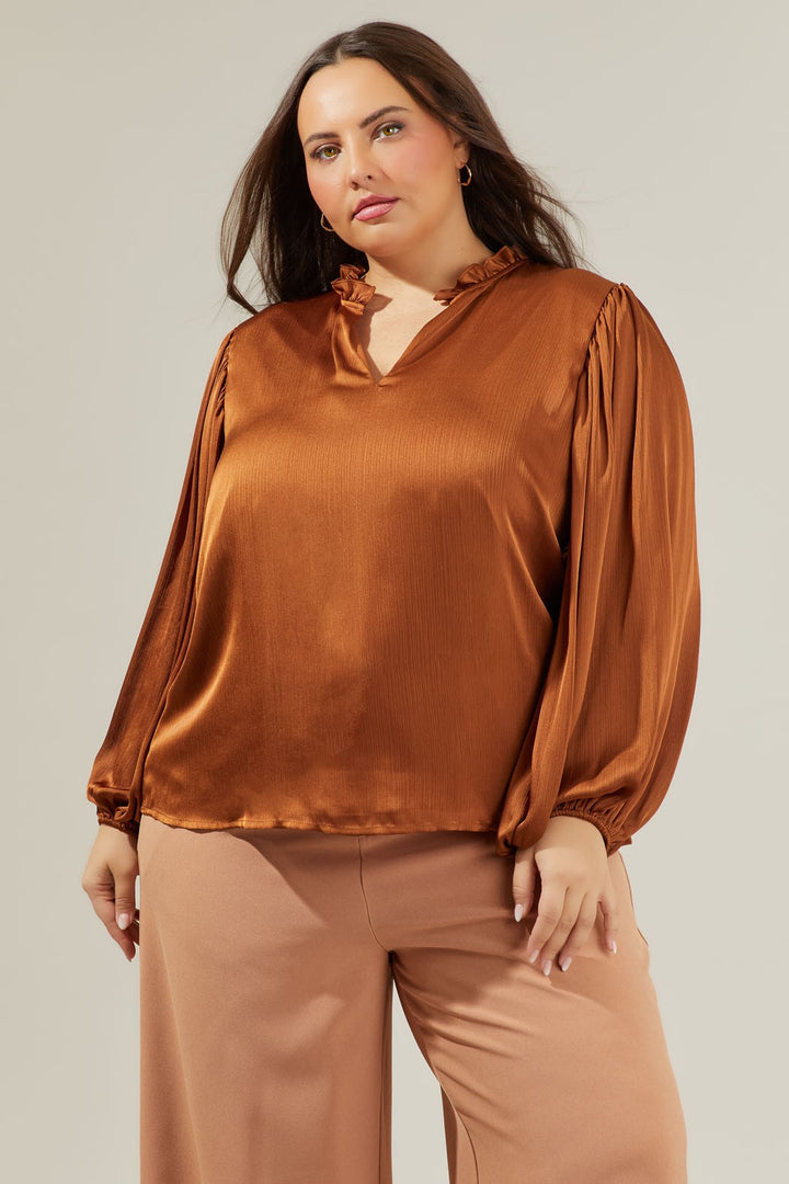 La blouse satinée chocolat
