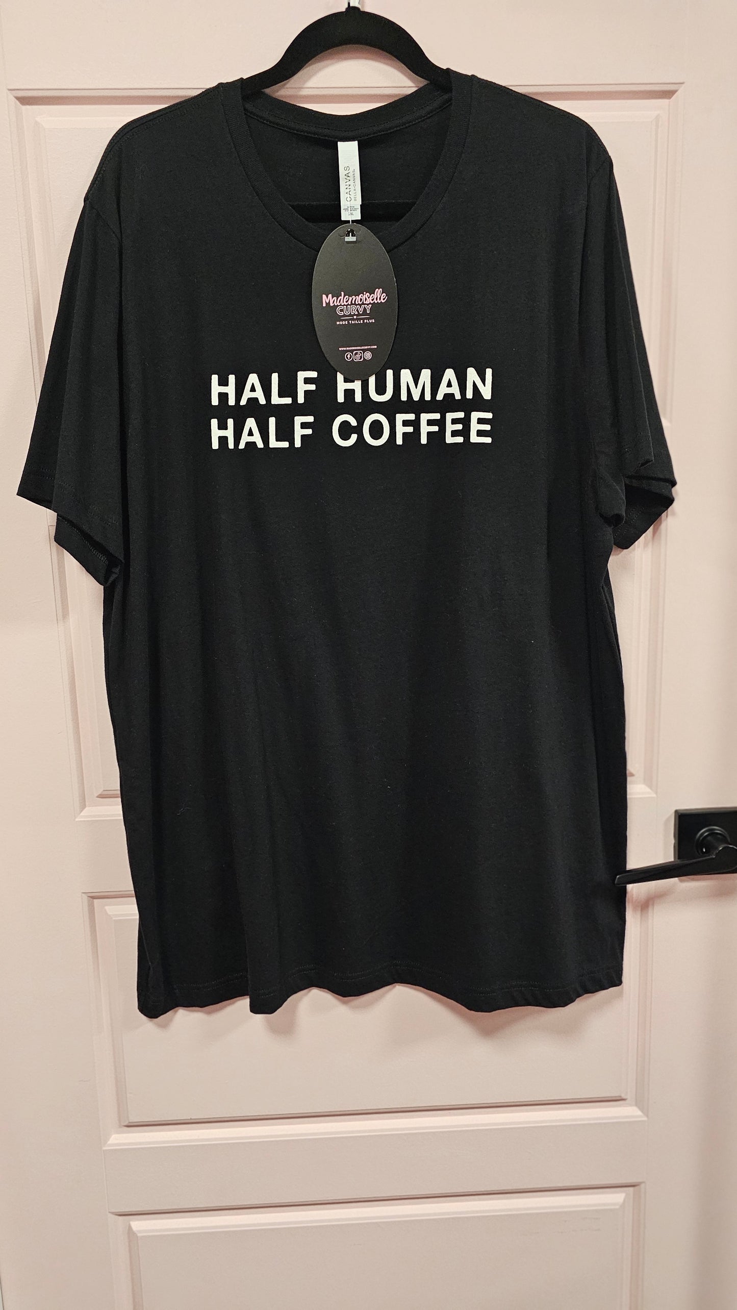 T-shirt half human half coffee