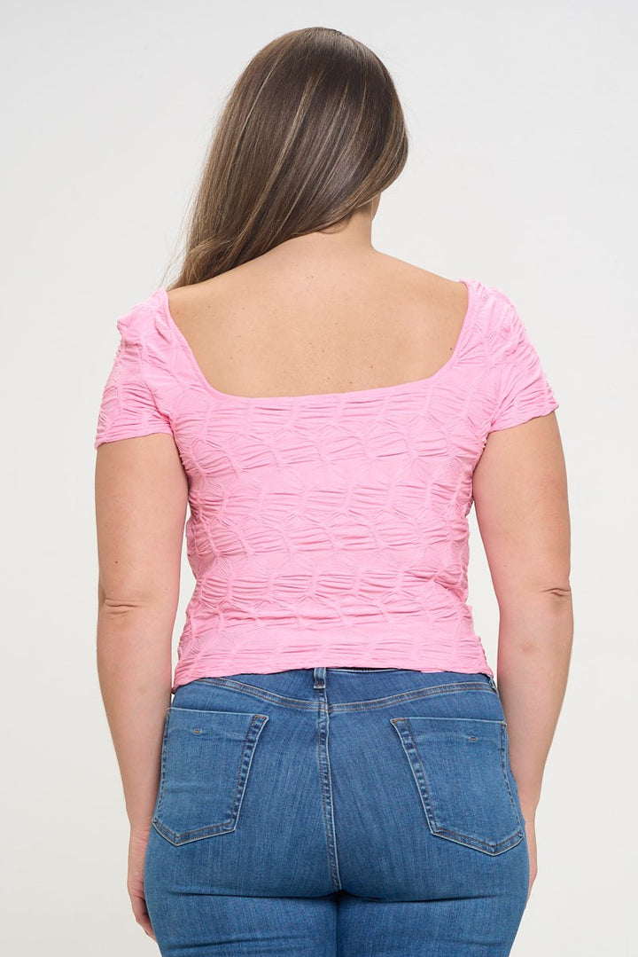 Top short textured - Baby Pink