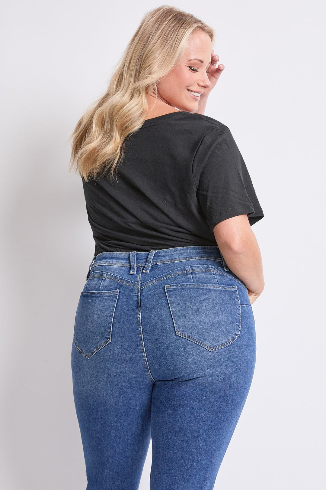 Jean à jambe droite taille haute medium wash