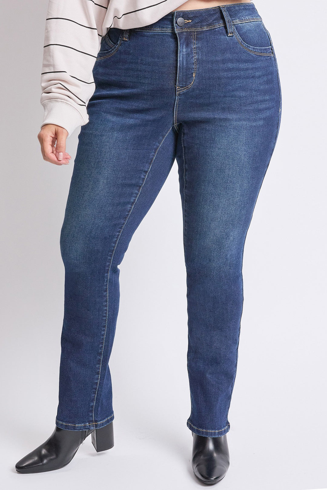 Jean à jambe droite taille haute blue black