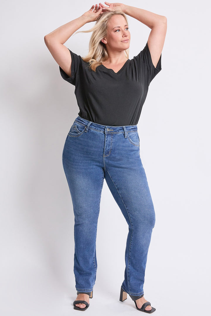 Jean à jambe droite taille haute medium wash