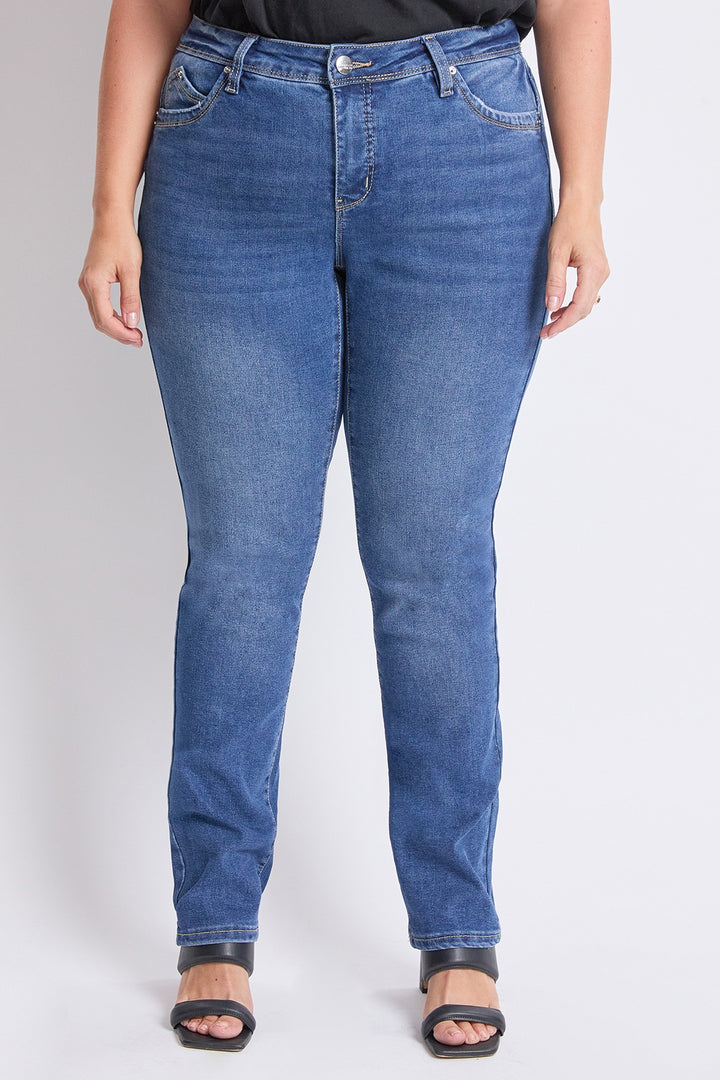 Jean à jambe droite taille haute medium wash