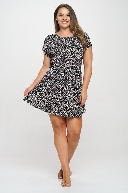 Robe t-shirt avec ceinture - Floralie