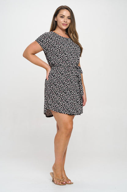 Robe t-shirt avec ceinture - Floralie