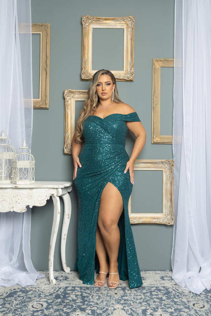 Robe émeraude extensible à sequins
