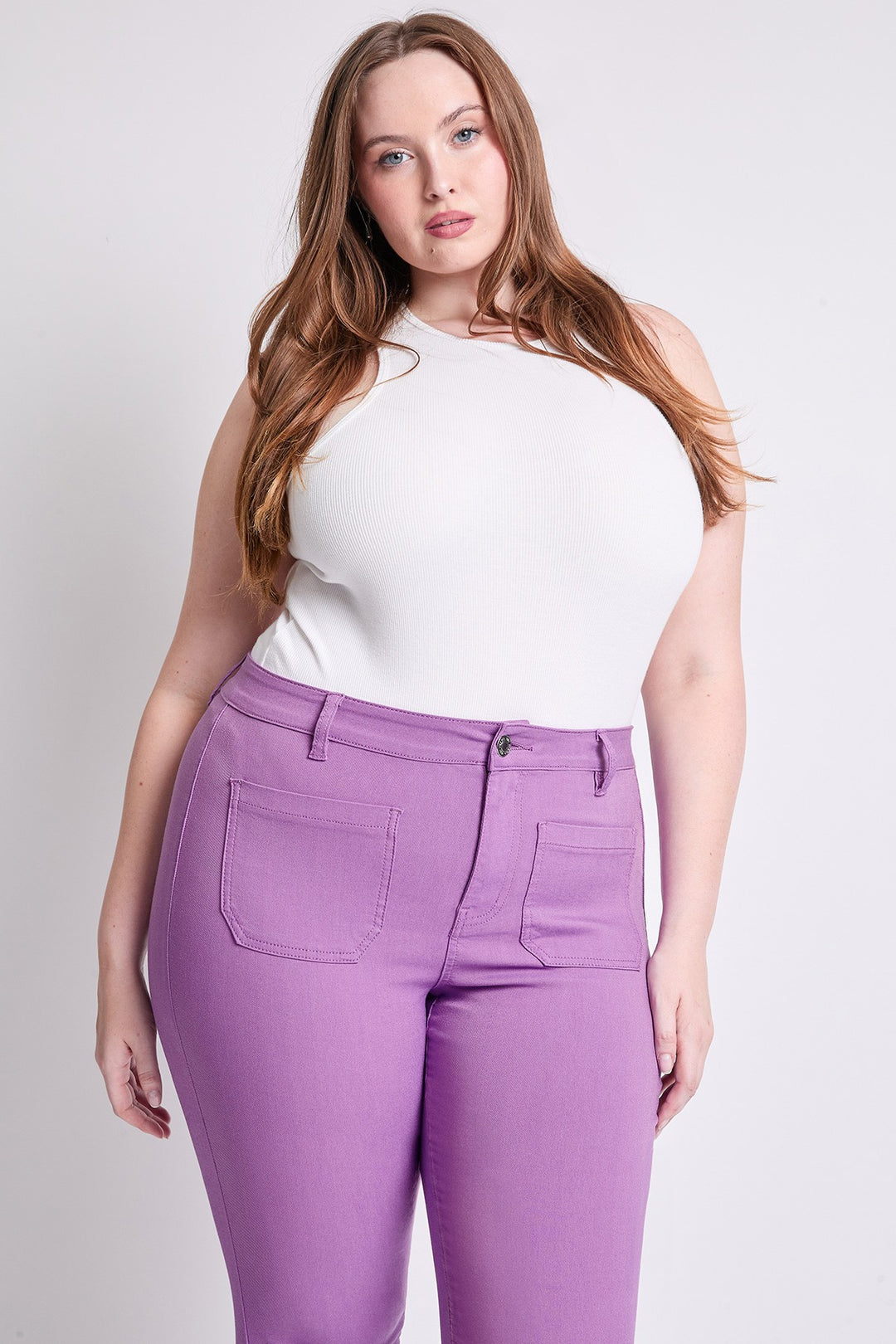 TAILLE HAUTE - Capri ultra stretch taille haute avec poches - Hortensia (25 po)