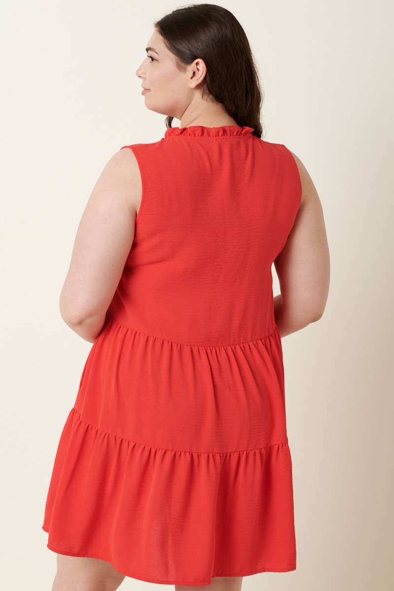 Robe blouse babydoll infroissable sans manche - tangerine