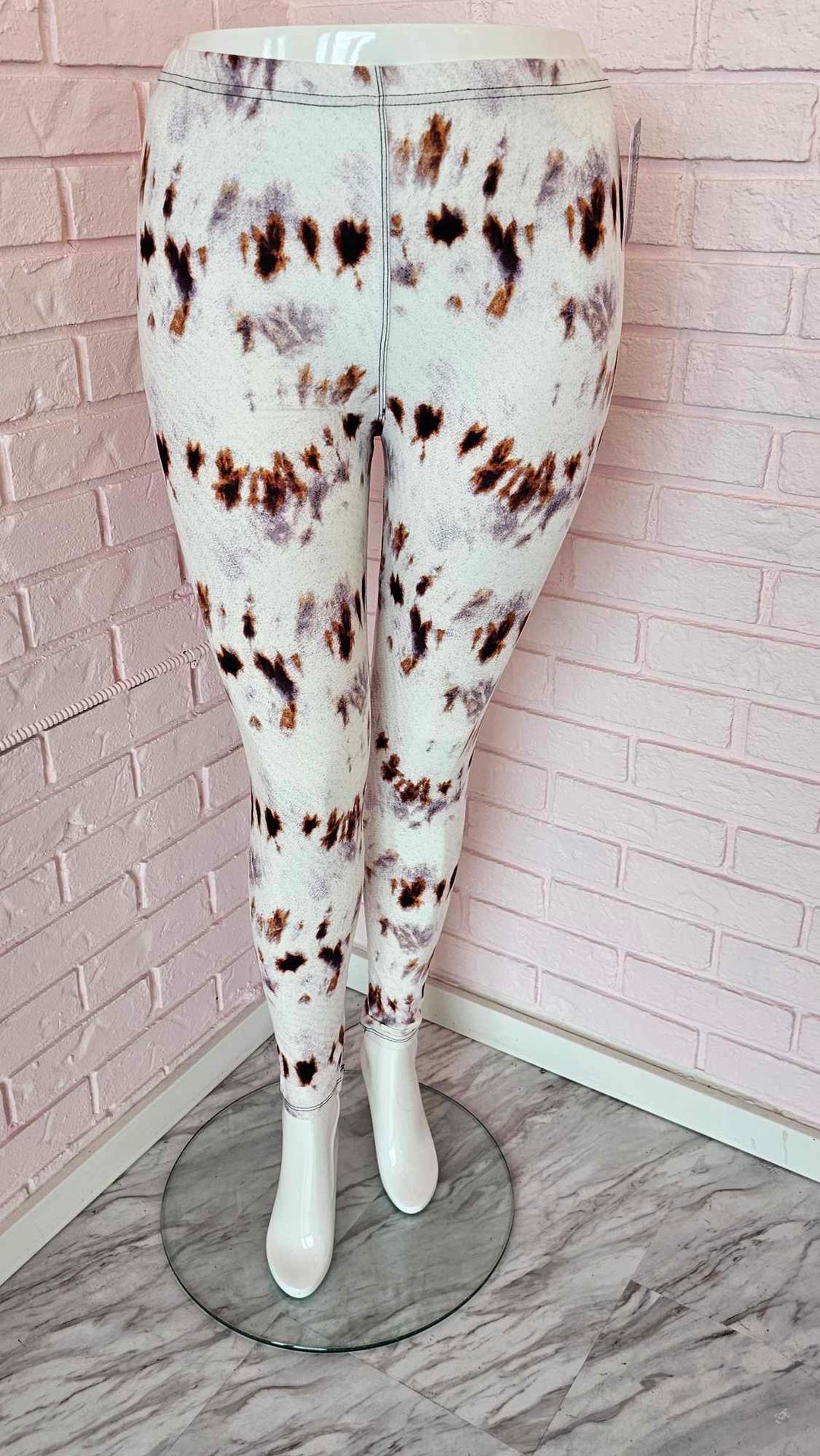 Legging tâcheté crème/brun