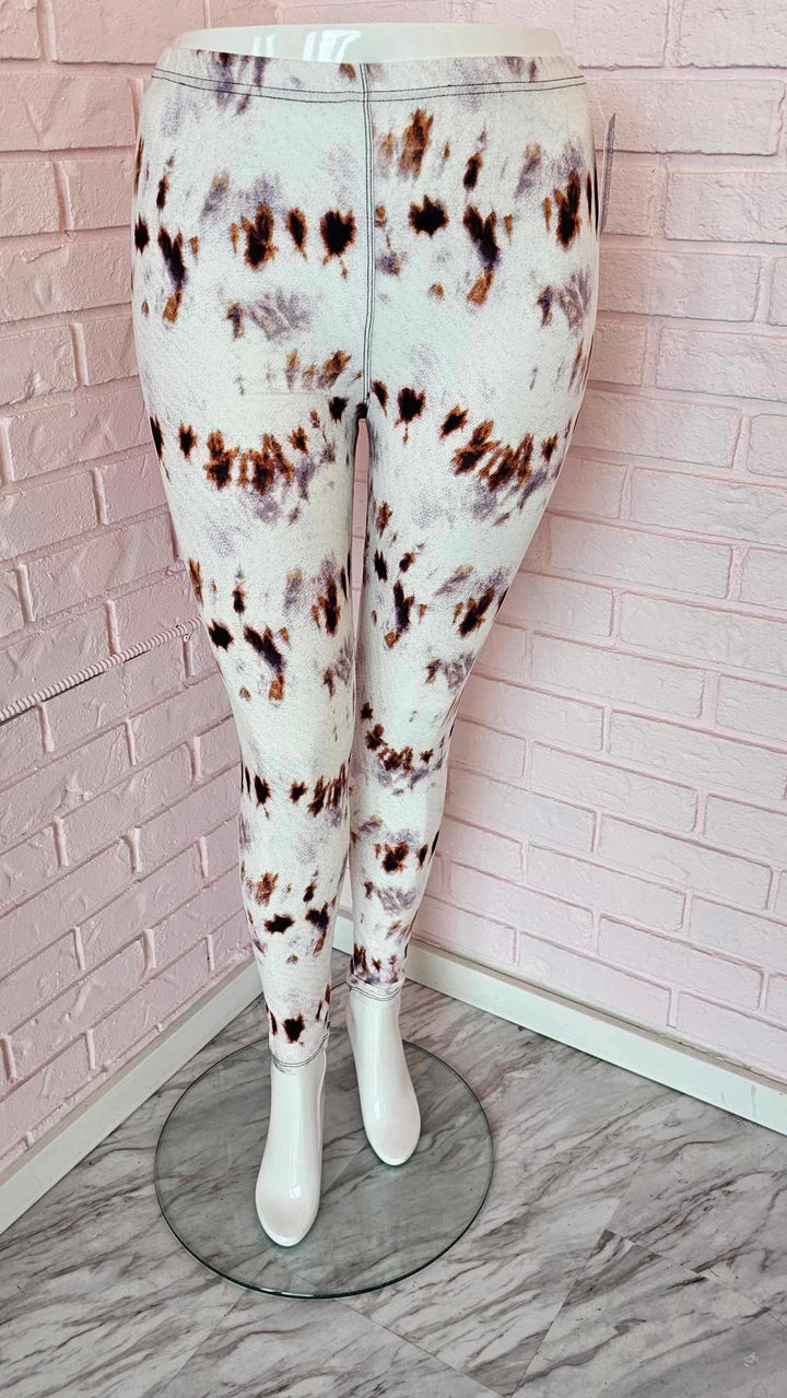 Legging tâcheté crème/brun