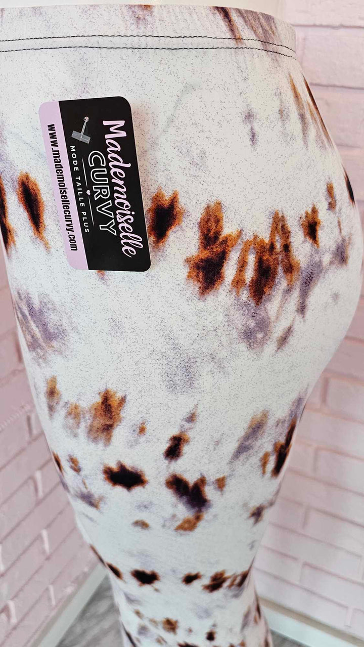 Legging tâcheté crème/brun