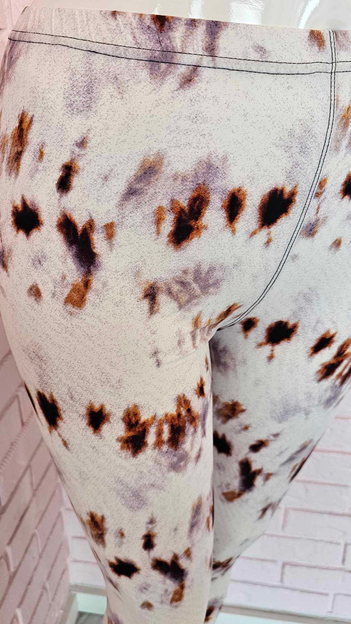 Legging tâcheté crème/brun