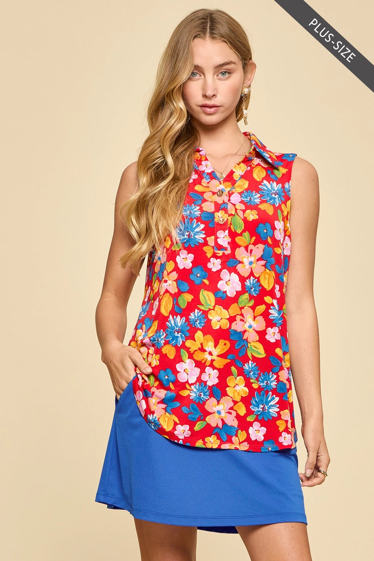 Camisole Lizzy fleur rouge