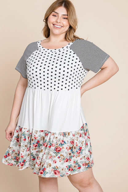 Robe babydoll – Pois & Fleurs ivoire